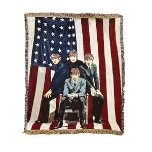 Vintage Beatles‎ w/ American Flag Afghan 4ft
